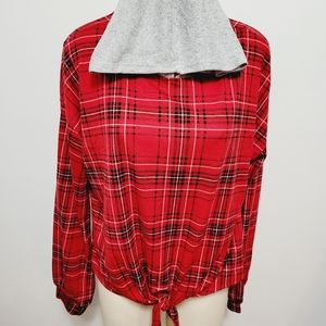 Blush & Bloom red plaid hoodie size xl
